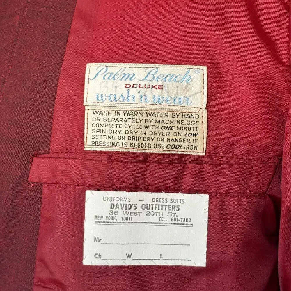 1960s David’s Palm Beach Mod Tuxedo Blazer Red 38S Jacket One Button Maroon Tux